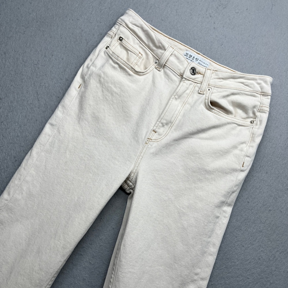 Primark Flare Jeans Cream Off White Side Slit High Rise Size 6 Y2K 90s Aesthetic